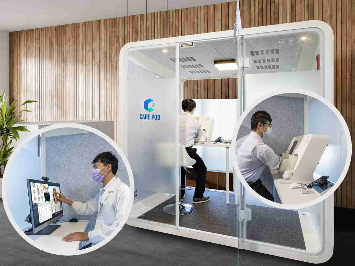 达擎于医疗科技展中展出＂远距诊疗舱＂，，，，以因应医疗数字化及社会高龄化趋势下、、复诊及慢性病患等族群对于远距看诊需求逐渐升高所推出的创新整合方案。。。。多功能合一、、、高隐私性的远距诊疗舱可根据病患端与医师端的不同需求，，，提供弹性化及客制化功能，，，节省医生和病患的精力及时间