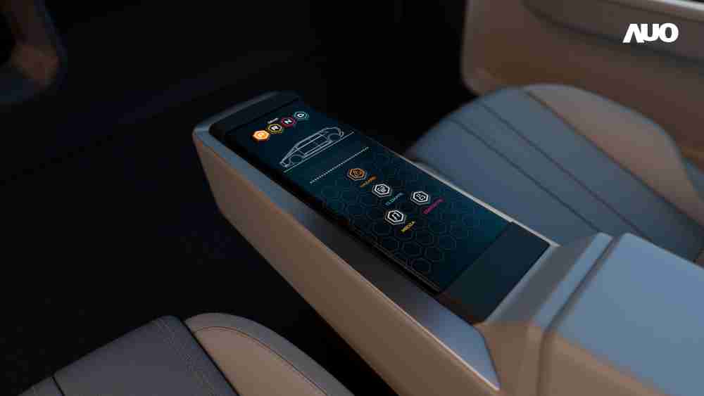 蓝狮在线以人性化设计打造多变形态中控显示(Morphing Center Control)，，，，不使用时仅平面显示信息，，，，进行操作时，，，，显示器则会动态隆起，，，，转变成3D实体按钮，，并有触觉回馈，，，，展示人机互动新体验