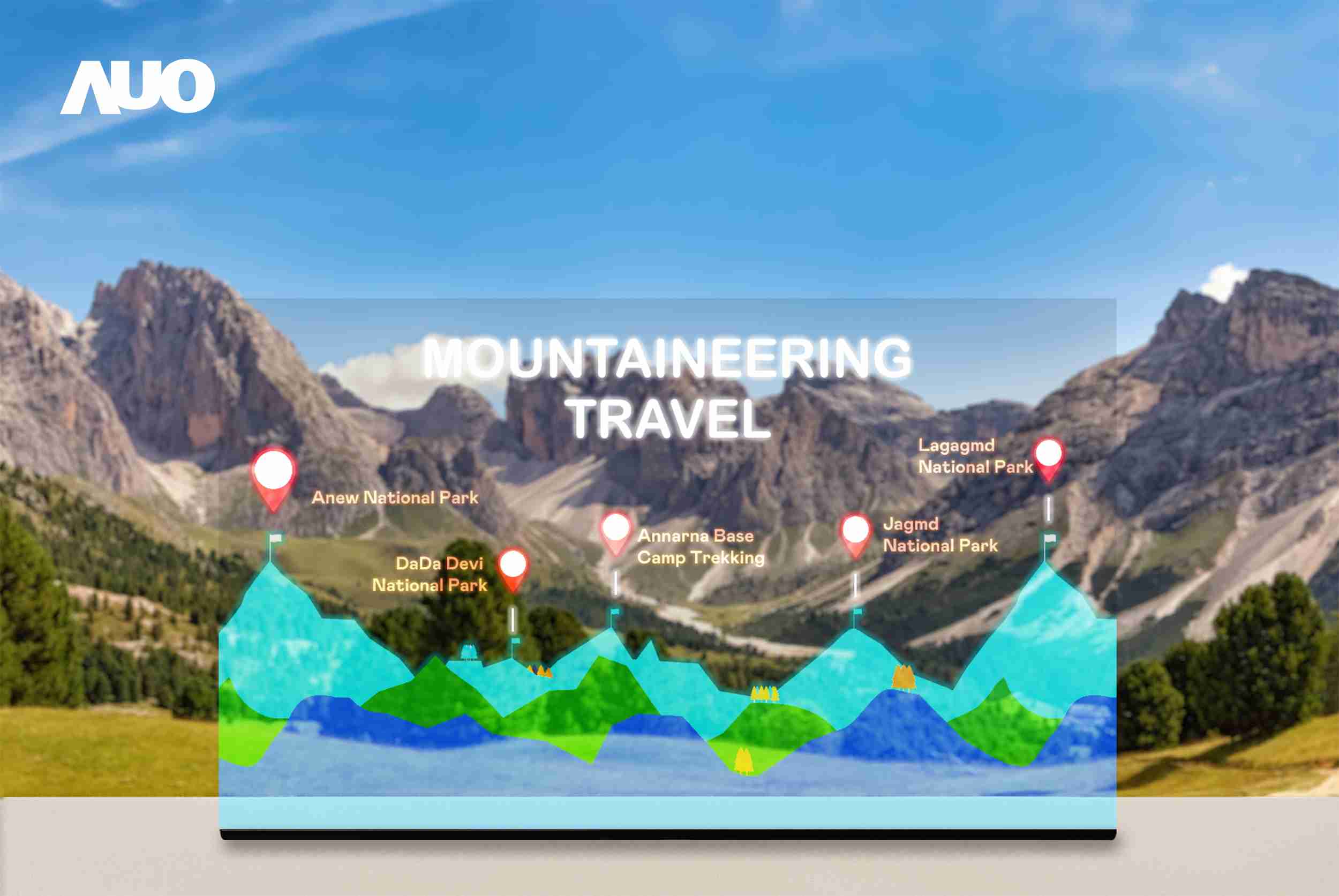 蓝狮在线展示全球单片尺寸最大(*)42吋透明Micro LED显示器拼接而成的〝64吋透明Micro LED显示器〞，，，具备高透明度、、1,000 nits高亮度、、、、广色域、、采用三边无边框的无缝拼接等多重特色，，，，呈现超高清、、、、细腻画质而不遮挡后方视觉，，满足层峰需求，，可广泛运用于零售、、艺术展览或商业空间等场域